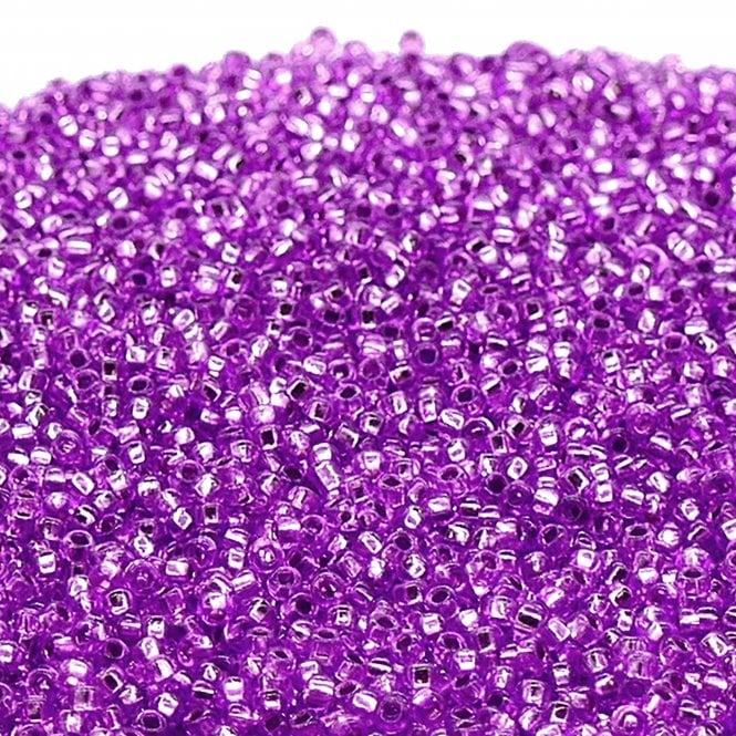  Seed Beads 11/0 - Silver Lined Dyed Violet - 20g