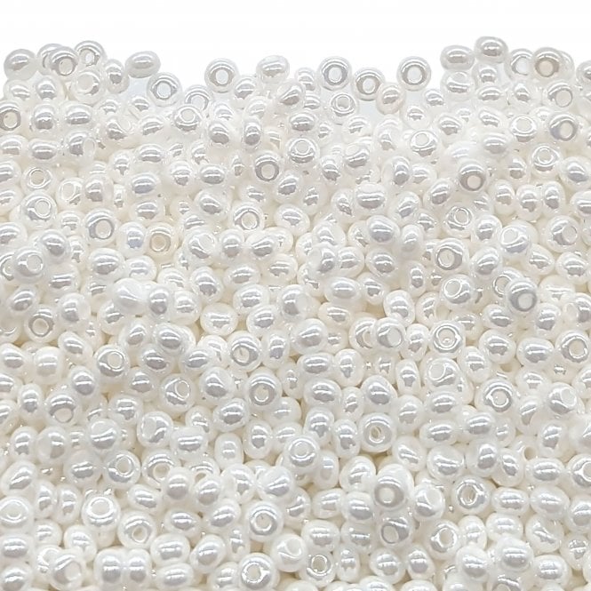  Seed Beads 6/0 - Opaque White Luster - 20g