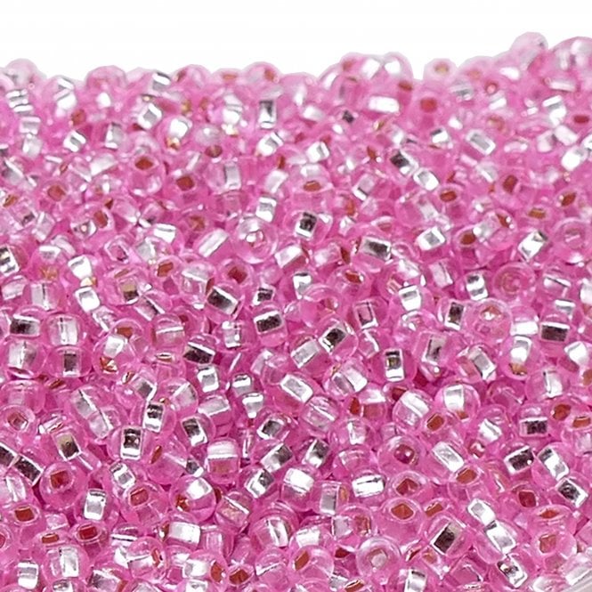  Seed Beads 6/0 - Silver Lined Dyed Pink - 20g