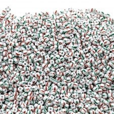 Preciosa Seed Beads 8/0 - Chalk With Red/Green Stripes - 20g