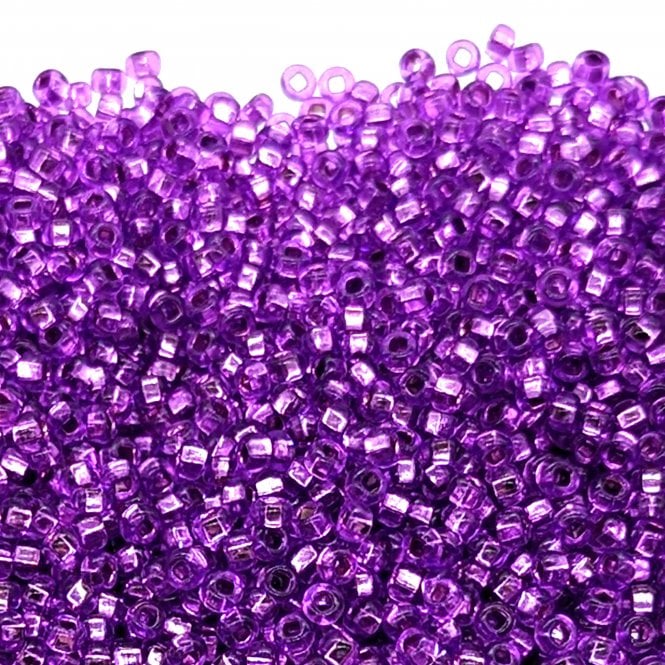  Seed Beads 8/0 - Silver Lined Dyed Violet - 20g
