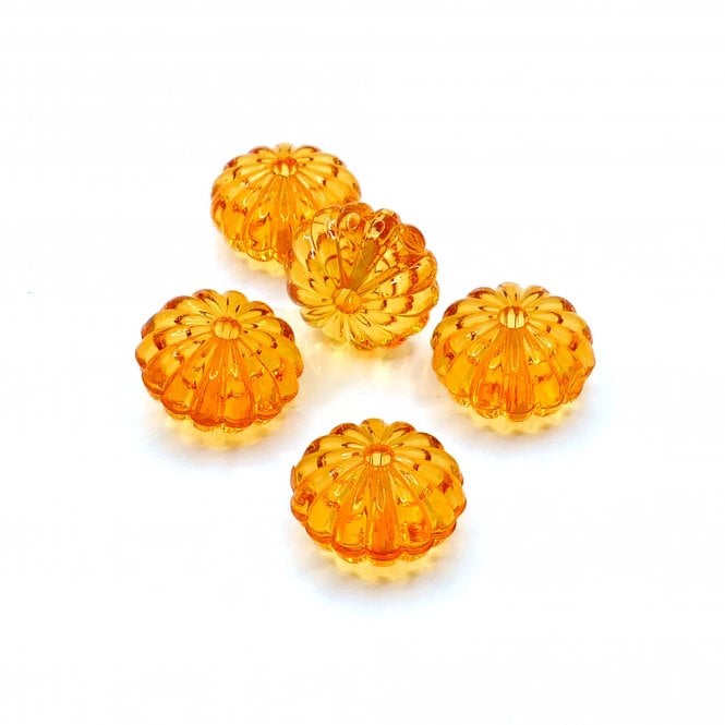 Pumpkin Beads Acrylic 14x9mm - Transparent Orange - 10pcs