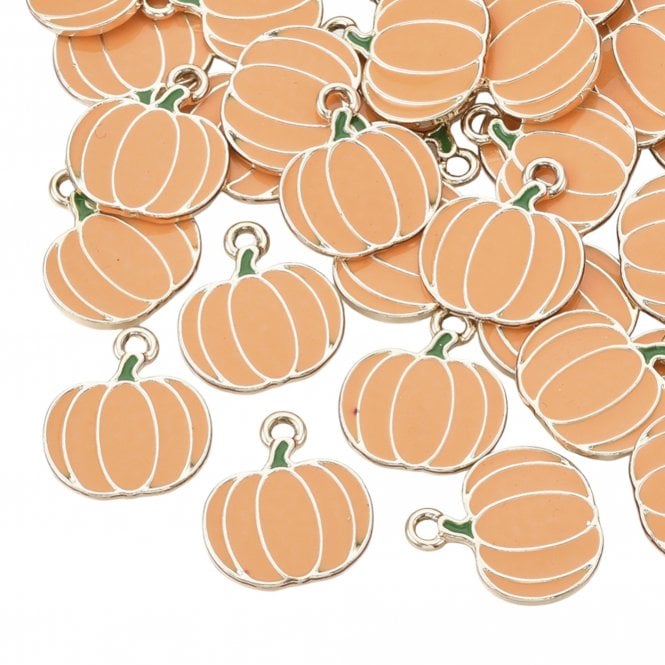 Pumpkin Pendant 18x16mm - Enamel/Gold Plated - 2pcs