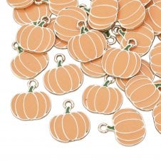 Pumpkin Pendant 18x16mm - Enamel/Gold Plated - 2pcs