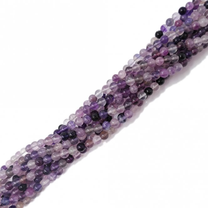 Purple Fluorite Round Semi Precious Stones 6mm - 39cm String