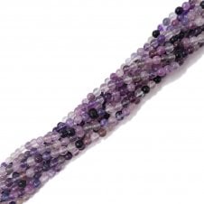 Purple Fluorite Round Semi Precious Stones 6mm - 39cm String