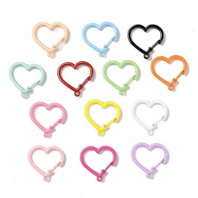 Push-Gate Clasps Metal Heart 30mm - Multi - 5pcs