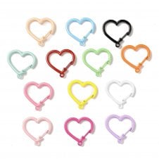 Push-Gate Clasps Metal Heart 30mm - Multi - 5pcs