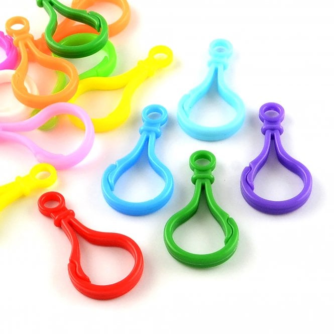 Push-Gate Key/Bag Charm Clasps Acrylic 48x25mm - Multi - 10pcs  