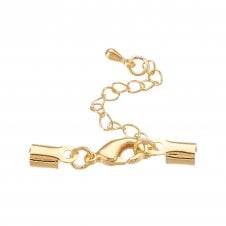 Ready Made Box Closer With Lobster Clasp and Extension Chain 9x4mm - Gold Colour - 1pc
