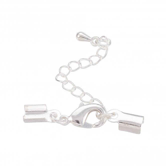 Ready Made Box Closer With Lobster Clasp and Extension Chain 9x4mm - Silver Colour - 1pc
