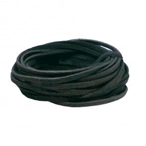 Real Leather/Suede Cord 3mm Flat Rustic String - Black - 2m