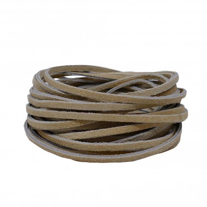 Real Leather/Suede Cord 3mm Flat Rustic String - Camel - 2m