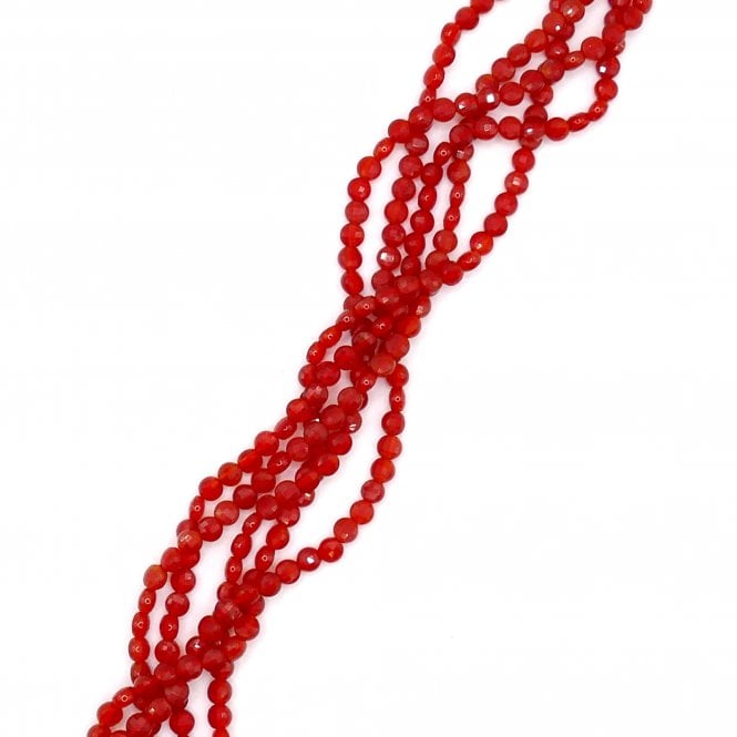 Red Agate Faceted Coins 4x3mm - 1 String (approx 98 beads)