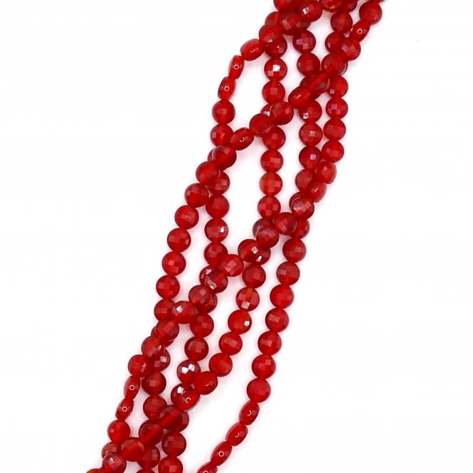 Red Agate Faceted Coins 6x4mm - 1 String (approx 62 beads)