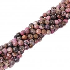Rhodonite Round Semi Precious Stones 6mm - 39cm String