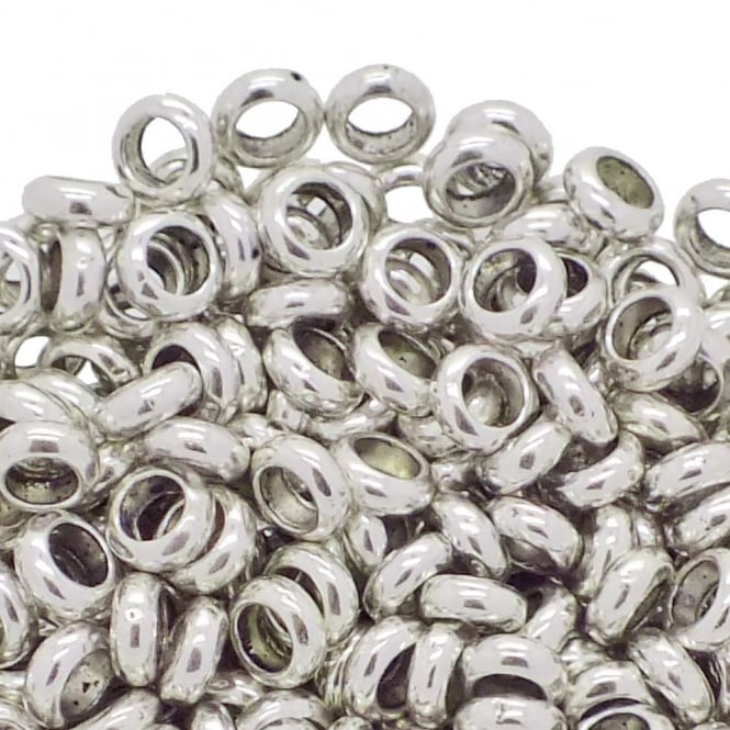 Rondelle Spacer Beads 6x3mm - Antique Silver Plated - 20pk