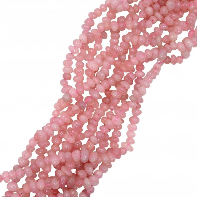 Rose Quartz Centre Drilled Pebbles Semi Precious Stone 8x12mm - 39cm String