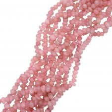 Rose Quartz Centre Drilled Pebbles Semi Precious Stone 8x12mm - 39cm String