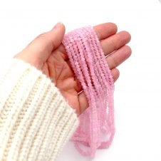 Rose Quartz Faceted Rondelles Semi Precious Stone Beads 3x4mm - 39cm String