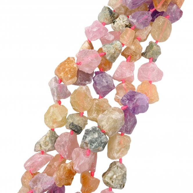 Rose Quartz/Mixed Quartz Nuggets Semi Precious Stone 23x32mm - 39cm String