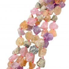 Rose Quartz/Mixed Quartz Nuggets Semi Precious Stone 23x32mm - 39cm String