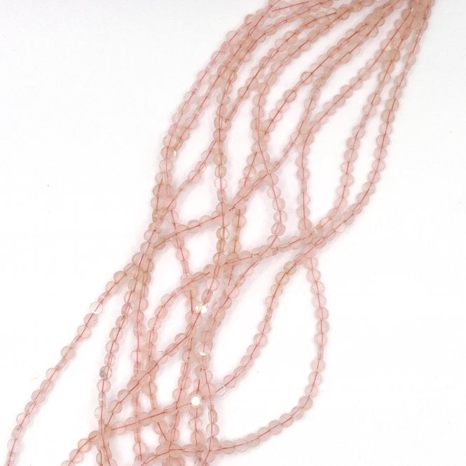 Rose Quartz Polished Coins Semi Precious Stone 4x2mm - 39cm String