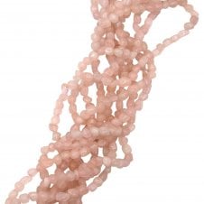 Rose Quartz Polished Nuggets Semi Precious Stone 3-5mm - 39cm String