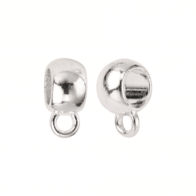 Round Pendant Bail & Loop 8x5mm - Silver Plated - 10pcs