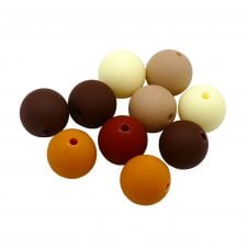 Rubber Coated Acrylic Beads 11mm - Cocoa Mix - 10pcs