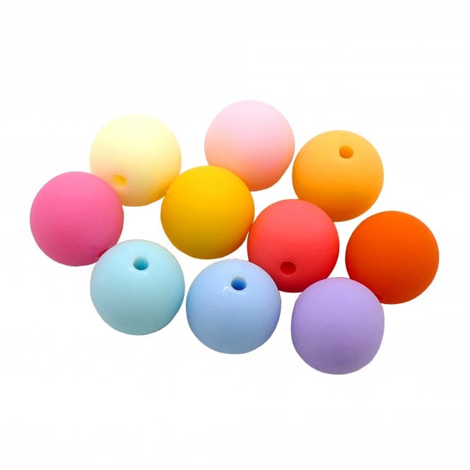 Rubber Coated Acrylic Beads 11mm - Party Mix - 10pcs