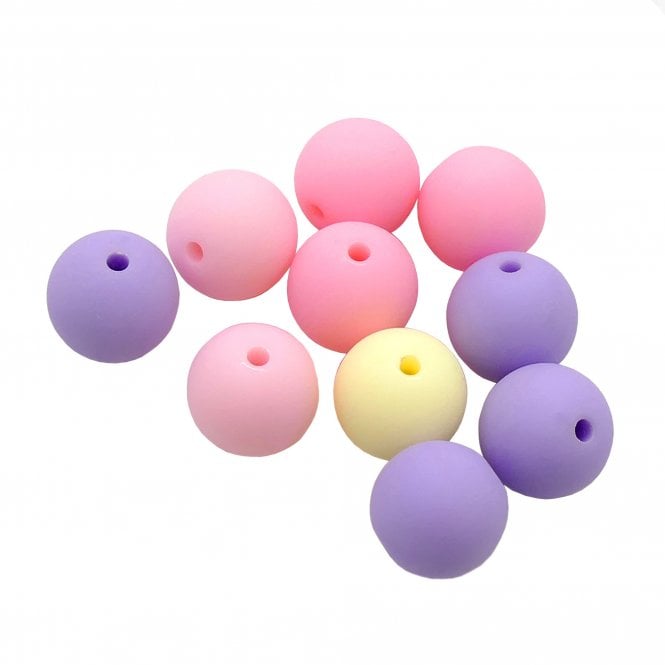 Rubber Coated Acrylic Beads 11mm - Princess Mix - 10pcs