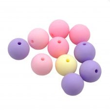Rubber Coated Acrylic Beads 11mm - Princess Mix - 10pcs