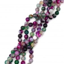 Ruby Zoisite Stripe Agate Plain Round 8mm - 1 String (approx 46 beads)
