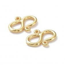 S Hook Clasp 11x8mm - 24k Gold Plated - 2pcs