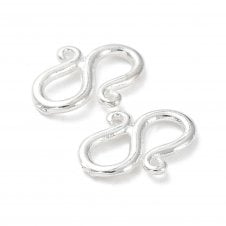 S Hook Clasp 11x8mm - 925 Sterling Silver Plated - 2pcs