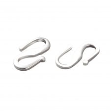 S Hook Clasp 12x7mm - 925 Sterling Silver Plated - 2pcs