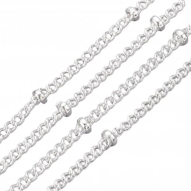 Satellite Curb Chain 2x1.5mm - Silver Plated - 1m