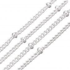 Satellite Curb Chain 2x1.5mm - Silver Plated - 1m