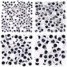 Self-Adhesive Googly Eyes, Sticky Wobbly Craft 300 Assorted Pieces 6mm to 12mm