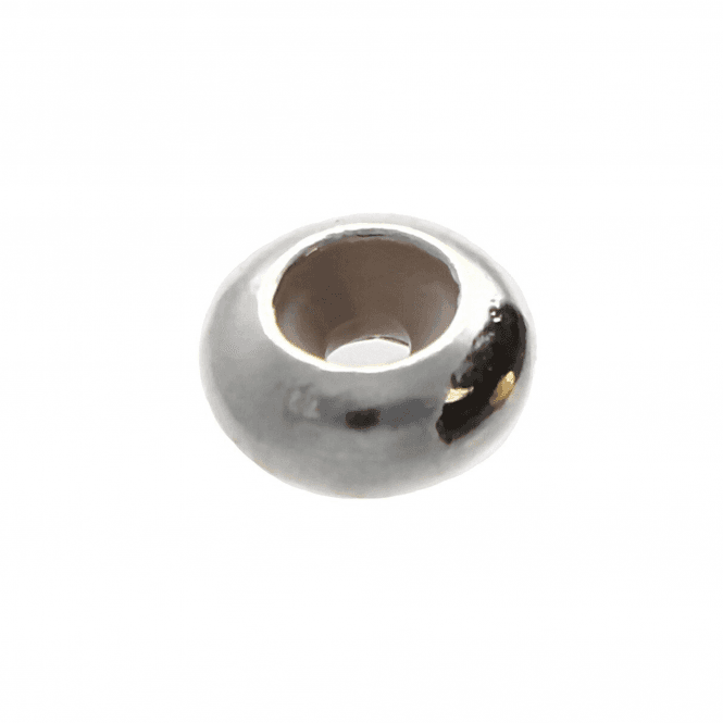 Silicone Stopper Bead 8x4mm (2mm inner) Silver Plated - 2pcs