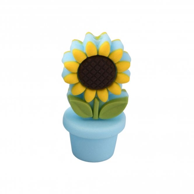 Silicone Sunflower Flowerpot Beads 30mm - Blue - 1pc