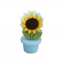 Silicone Sunflower Flowerpot Beads 30mm - Blue - 1pc