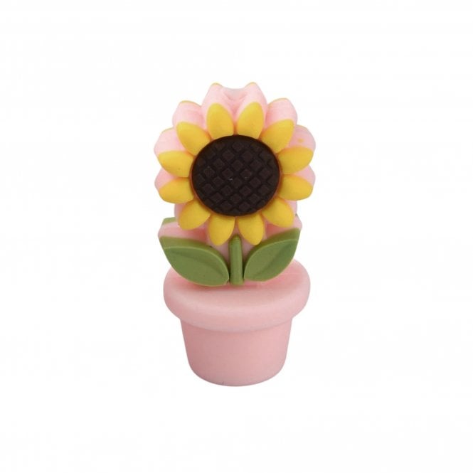 Silicone Sunflower Flowerpot Beads 30mm - Pink - 1pc