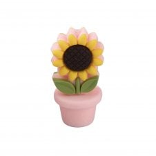 Silicone Sunflower Flowerpot Beads 30mm - Pink - 1pc