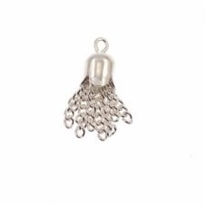Small Metal Tassel Pendant - Silver Plated - 2pk