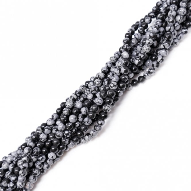 Snowflake Obsidian Semi Precious Stones 4mm - 39cm String