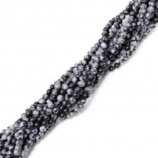 Snowflake Obsidian Semi Precious Stones 4mm - 39cm String