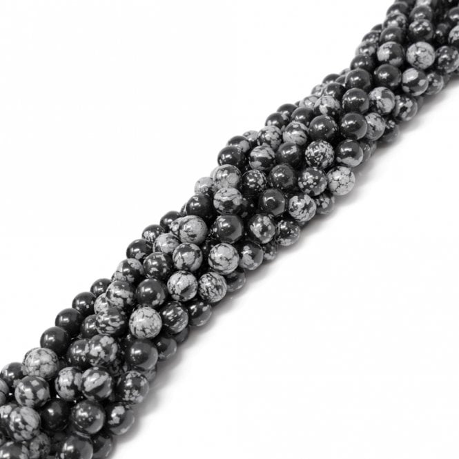 Snowflake Obsidian Semi Precious Stones 6mm - 39cm String