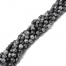 Snowflake Obsidian Semi Precious Stones 6mm - 39cm String
